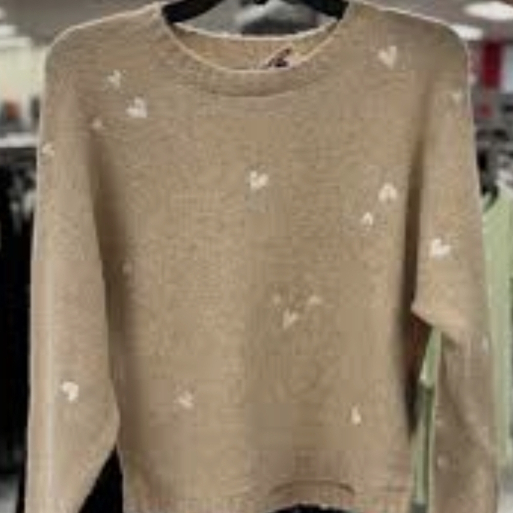 Chic Beige Sweater with White Accents